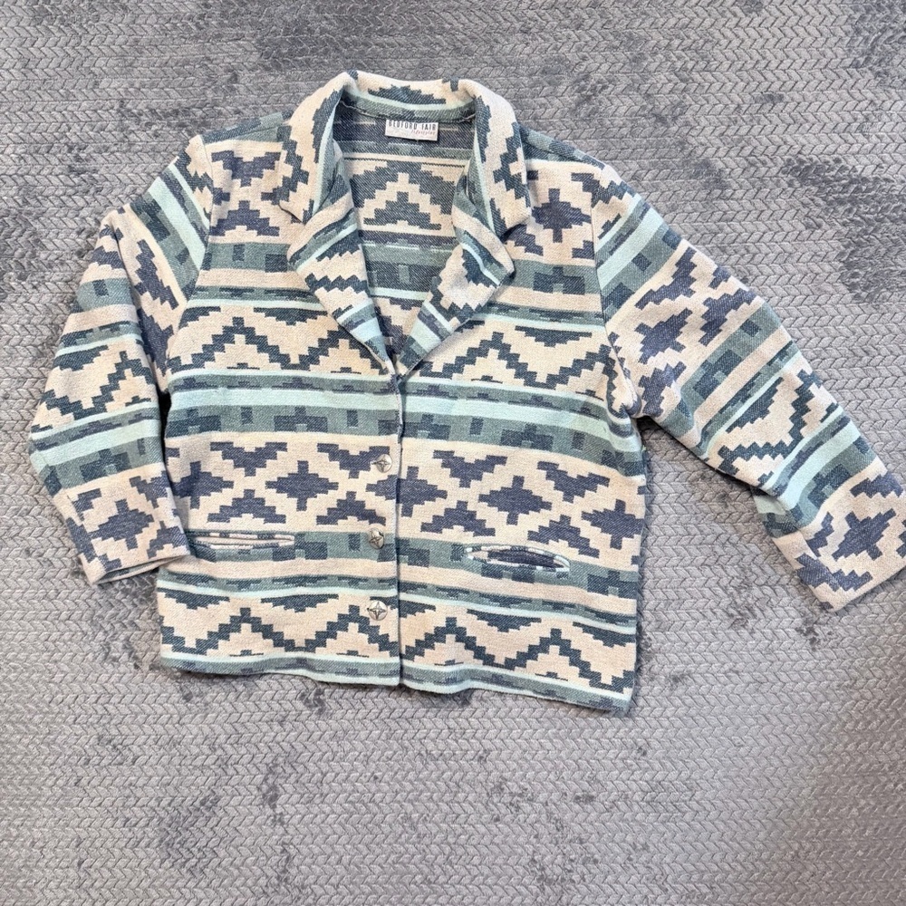Vintage Bedford Fair Pastel Aztec Blazer with Silver Buttons Approximate Size 14